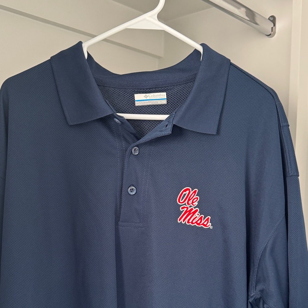 Columbia Men's Dark Blue Polo with Ole Miss Logo